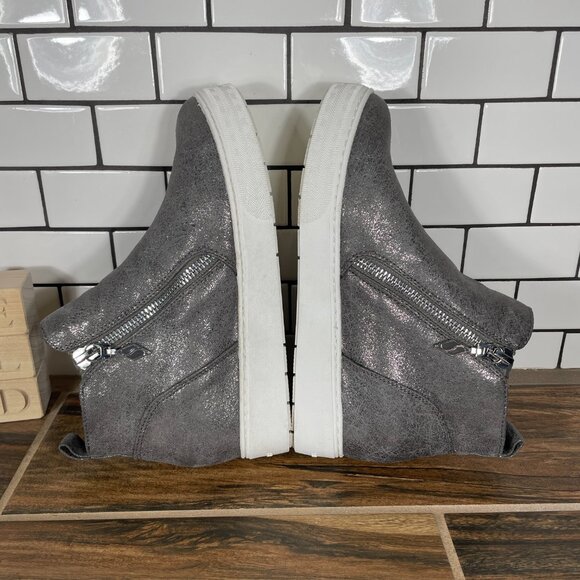 Skechers Lift Off Womens Size 9.5 Shoes Shimmer Pewter Hidden Wedge Ankle Boots - Picture 5 of 13